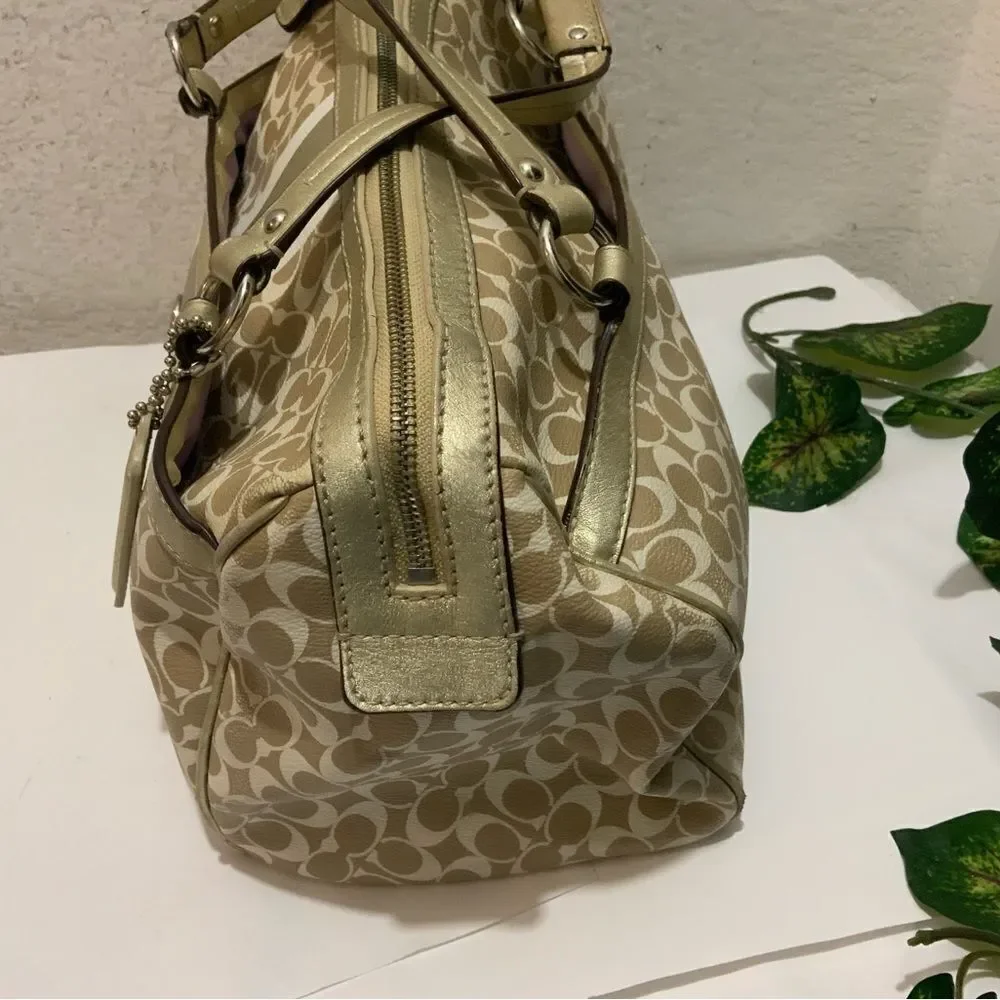 COACH Chelsea Heritage Satchel M1094-F15132 Metallic Tan/Gold, Lavender Lining